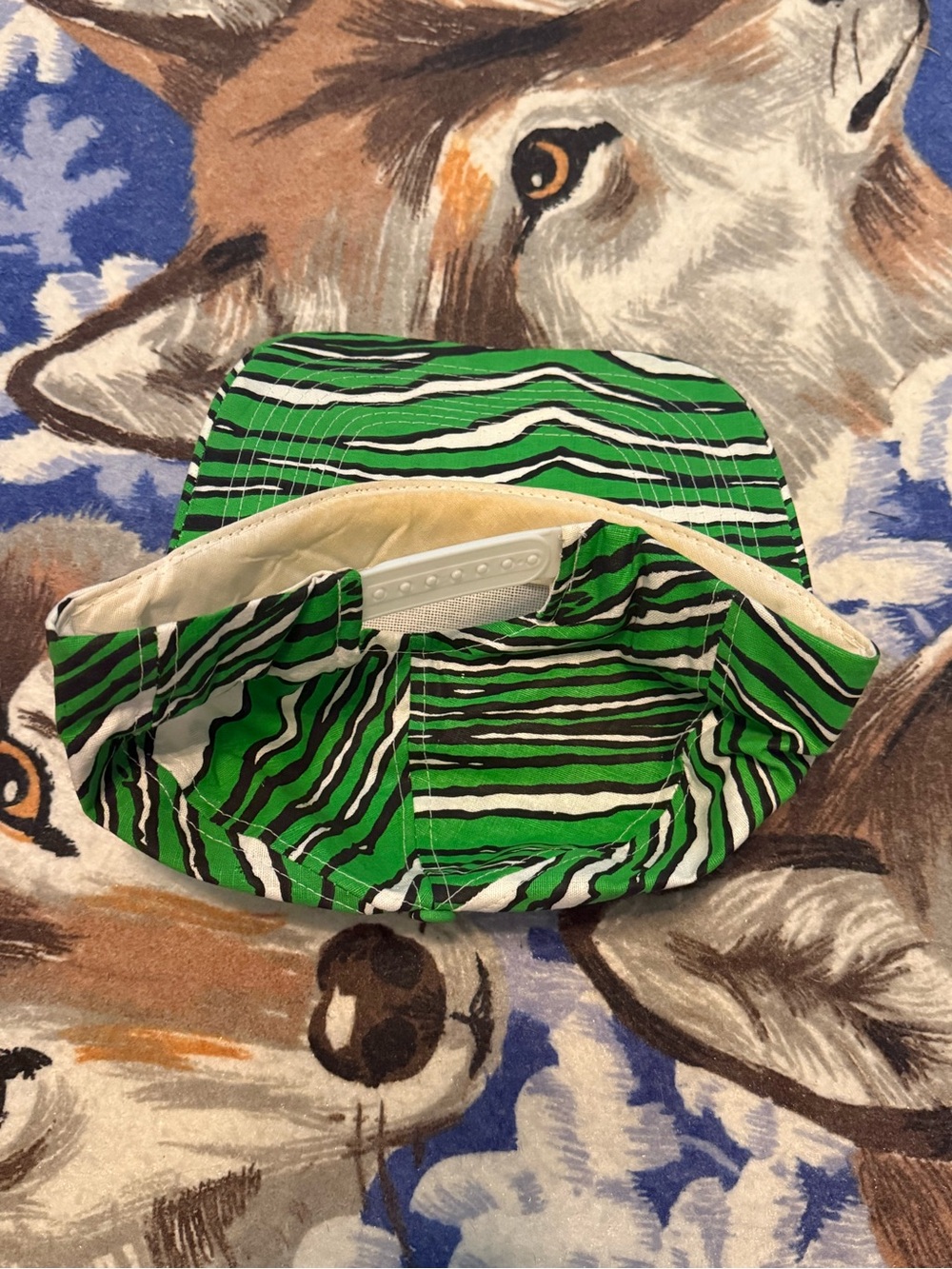 Green Zebra Print Cap - Youth Fashion Hat - Picture 3 of 4